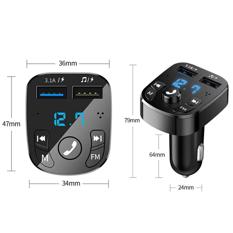 Wireless Car Bluetooth FM Transmitter MP3 Audio USB Charger Adapter Handsfree