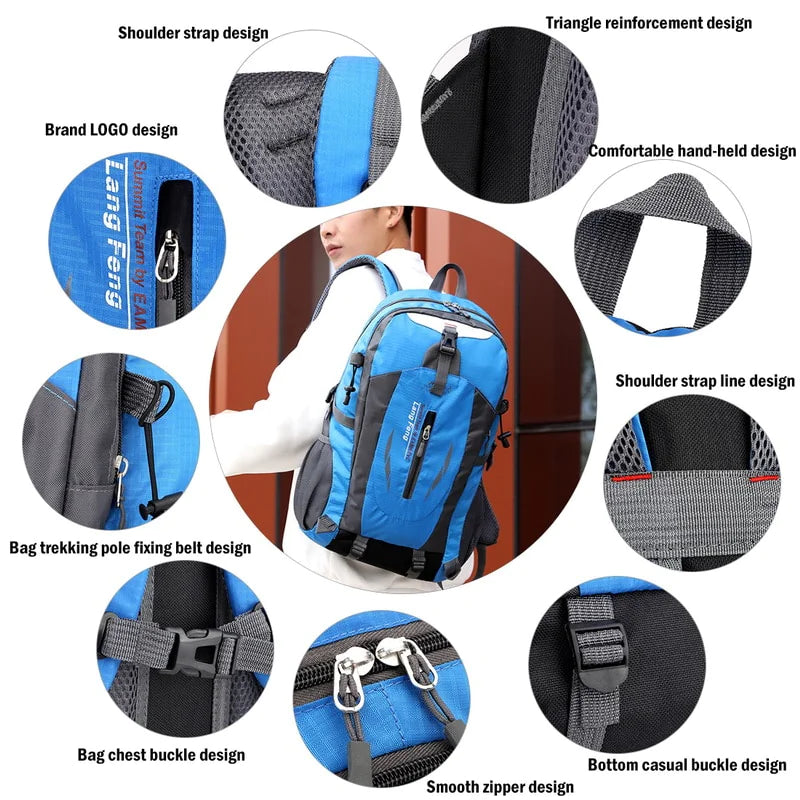 40L Men Women Travel Backpack Rucksack Camping Laptop Hiking School Book Bag USA